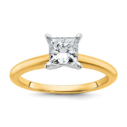 14K Bicolor Verlobungsring mit 1 ct. laborgezüchtetem Diamanten im Prinzessschliff, Solitär, VS/SI+ G+