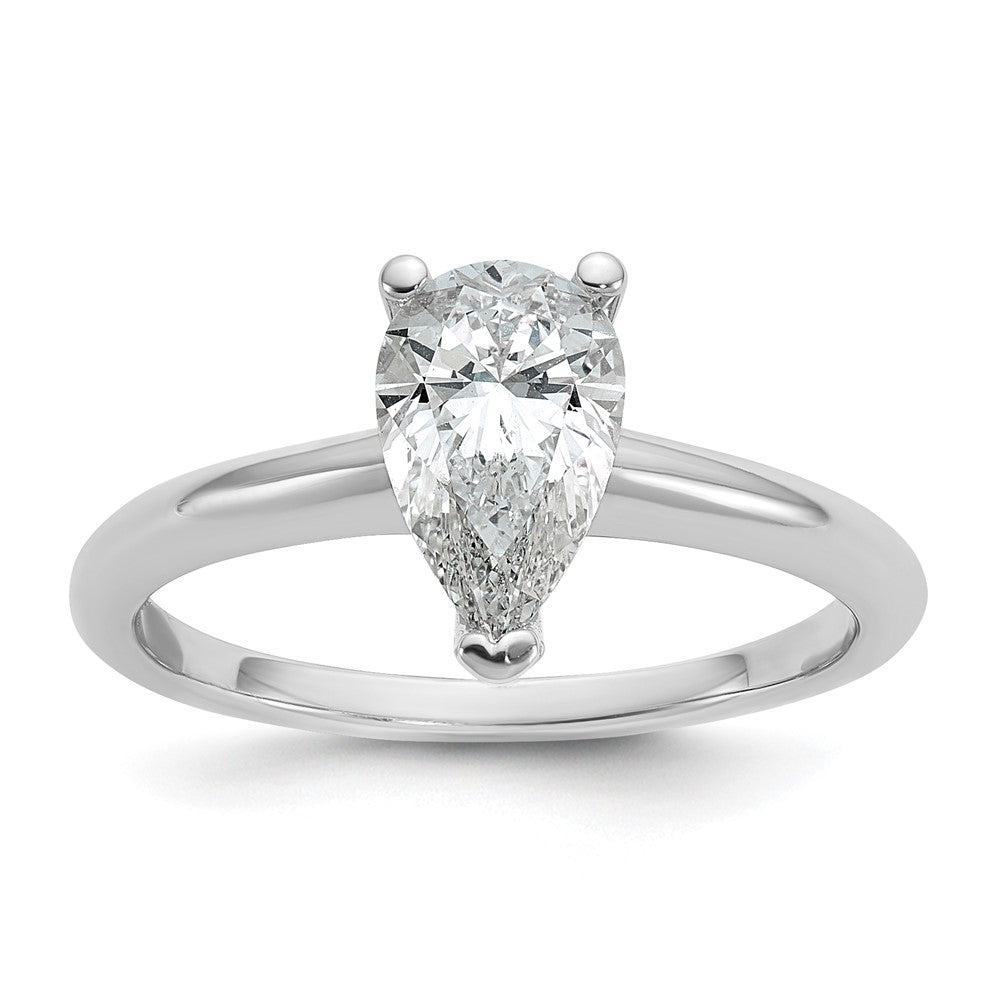 14K Weißgold Verlobungsring mit 1 ct. im Labor gezüchtetem Diamant, VS/SI+ G+, Solitär im Birnenschliff