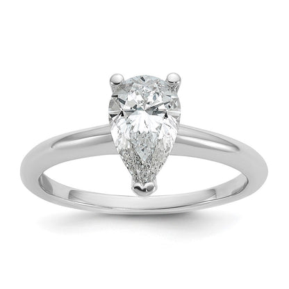 14K Weißgold Verlobungsring mit 1 ct. im Labor gezüchtetem Diamant, VS/SI+ G+, Solitär im Birnenschliff