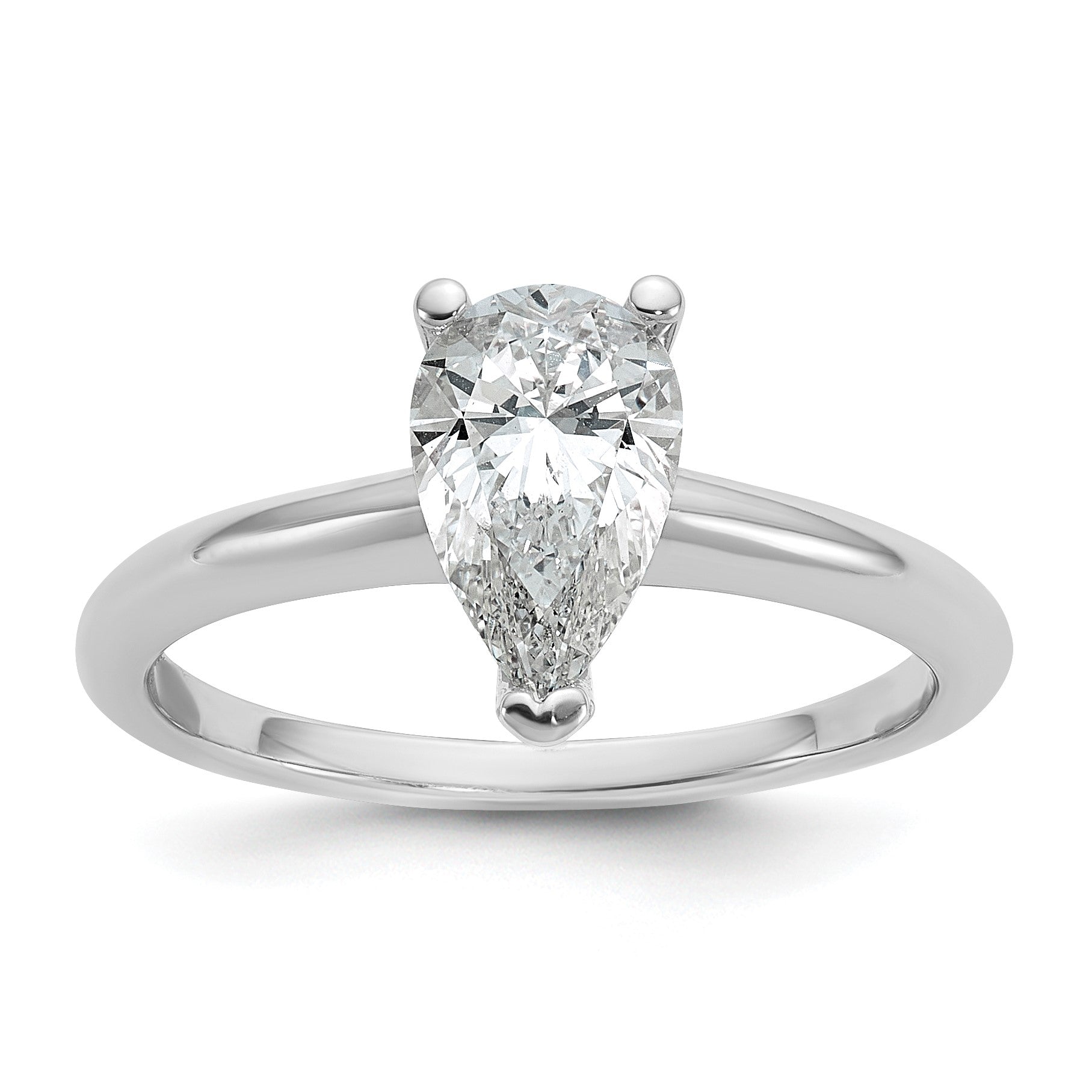 14K Weißgold Verlobungsring mit 1 ct. zertifiziertem im Labor gezüchtetem Diamant VS/SI+ G+ im Birnenschliff, Solitär