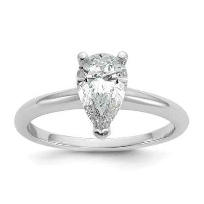 14K Weißgold Verlobungsring mit 1 ct. zertifiziertem im Labor gezüchtetem Diamant VS/SI+ G+ im Birnenschliff, Solitär