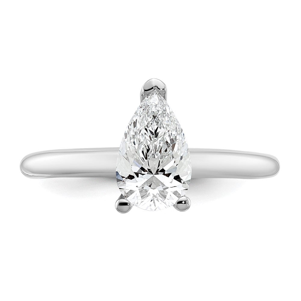 14K Weißgold Verlobungsring mit 1 ct. im Labor gezüchtetem Diamant, VS/SI+ G+, Solitär im Birnenschliff