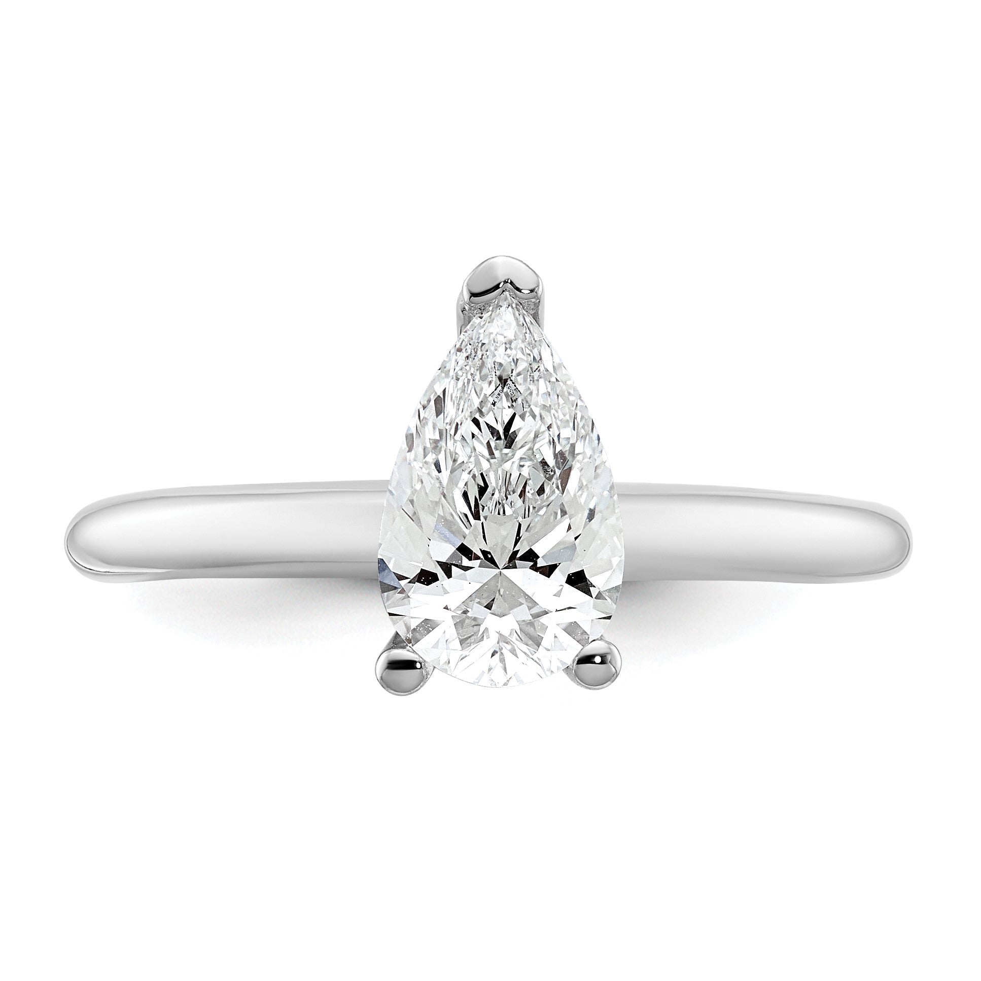14K Weißgold Verlobungsring mit 1 ct. zertifiziertem im Labor gezüchtetem Diamant VS/SI+ G+ im Birnenschliff, Solitär