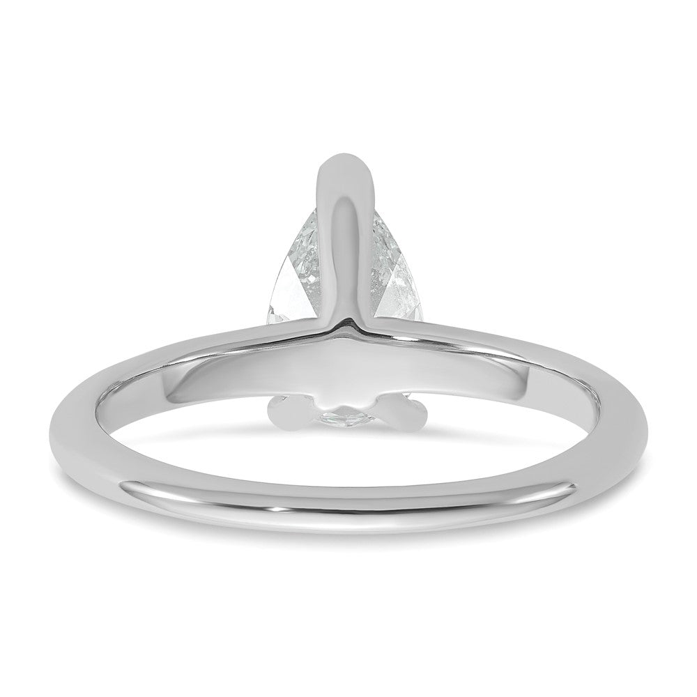 14K Weißgold Verlobungsring mit 1 ct. im Labor gezüchtetem Diamant, VS/SI+ G+, Solitär im Birnenschliff