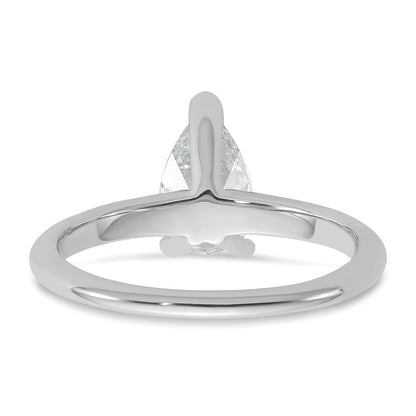 14K Weißgold Verlobungsring mit 1 ct. im Labor gezüchtetem Diamant, VS/SI+ G+, Solitär im Birnenschliff