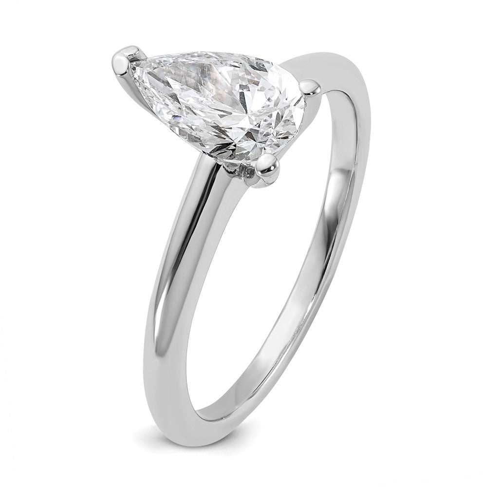 14K Weißgold Verlobungsring mit 1 ct. im Labor gezüchtetem Diamant, VS/SI+ G+, Solitär im Birnenschliff