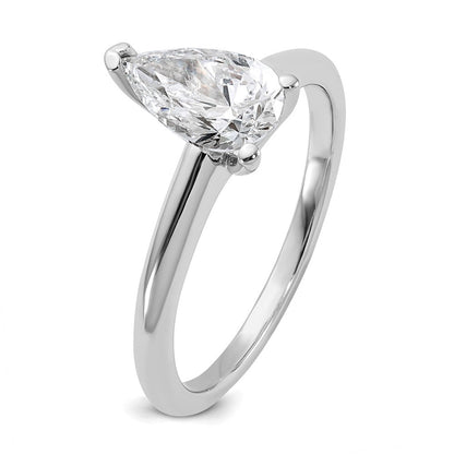 14K Weißgold Verlobungsring mit 1 ct. zertifiziertem im Labor gezüchtetem Diamant VS/SI+ G+ im Birnenschliff, Solitär