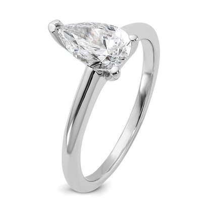 14K Weißgold Verlobungsring mit 1 ct. zertifiziertem im Labor gezüchtetem Diamant VS/SI+ G+ im Birnenschliff, Solitär