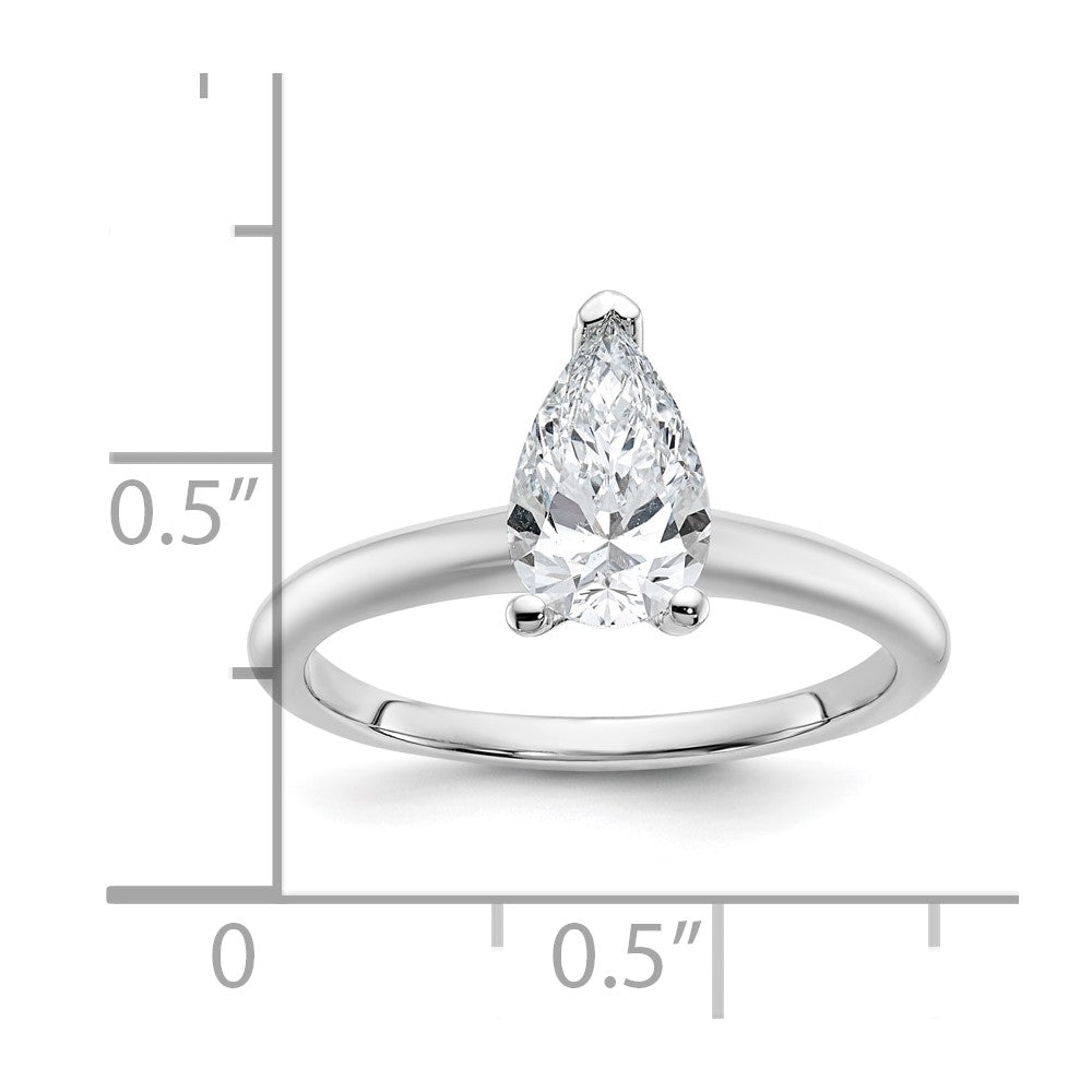14K Weißgold Verlobungsring mit 1 ct. im Labor gezüchtetem Diamant, VS/SI+ G+, Solitär im Birnenschliff