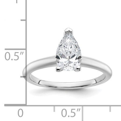 14K Weißgold Verlobungsring mit 1 ct. zertifiziertem im Labor gezüchtetem Diamant VS/SI+ G+ im Birnenschliff, Solitär