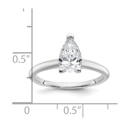 14K Weißgold Verlobungsring mit 1 ct. zertifiziertem im Labor gezüchtetem Diamant VS/SI+ G+ im Birnenschliff, Solitär