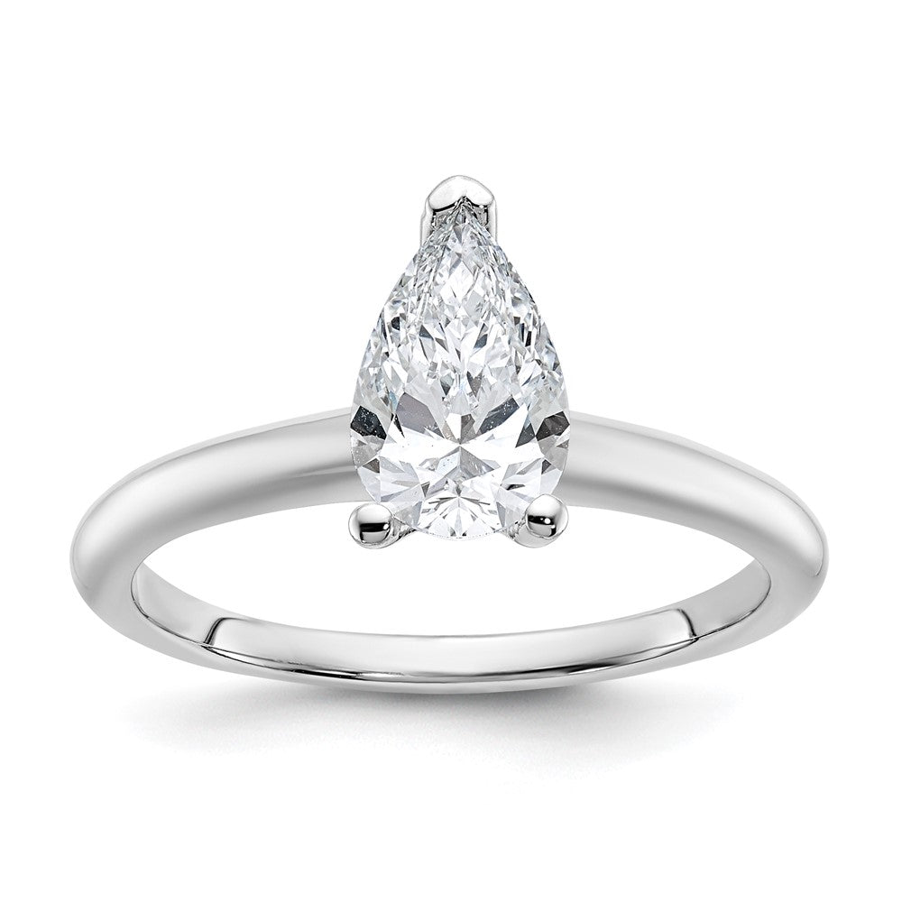 14K Weißgold Verlobungsring mit 1 ct. im Labor gezüchtetem Diamant, VS/SI+ G+, Solitär im Birnenschliff