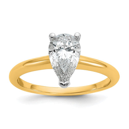 14K Bicolor Verlobungsring mit 1 ct. zertifiziertem Labordiamant im Tropfenschliff, Solitär, VS/SI+ G+