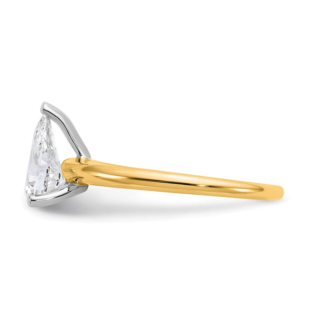 14K Bicolor Verlobungsring mit 1 ct. zertifiziertem Labordiamant im Tropfenschliff, Solitär, VS/SI+ G+