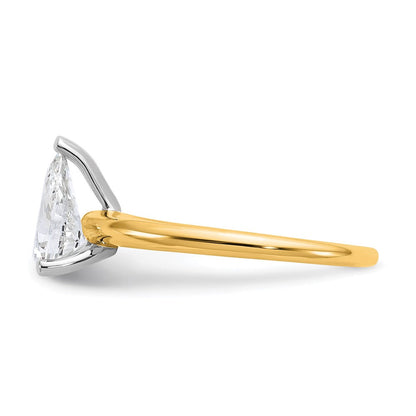 14K Bicolor Verlobungsring mit 1 ct. zertifiziertem Labordiamant im Tropfenschliff, Solitär, VS/SI+ G+