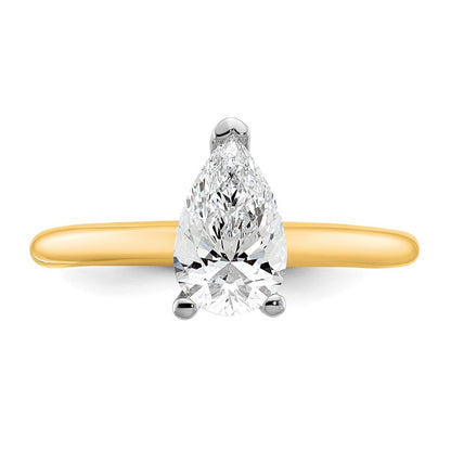 14K Bicolor Verlobungsring mit 1 ct. zertifiziertem Labordiamant im Tropfenschliff, Solitär, VS/SI+ G+