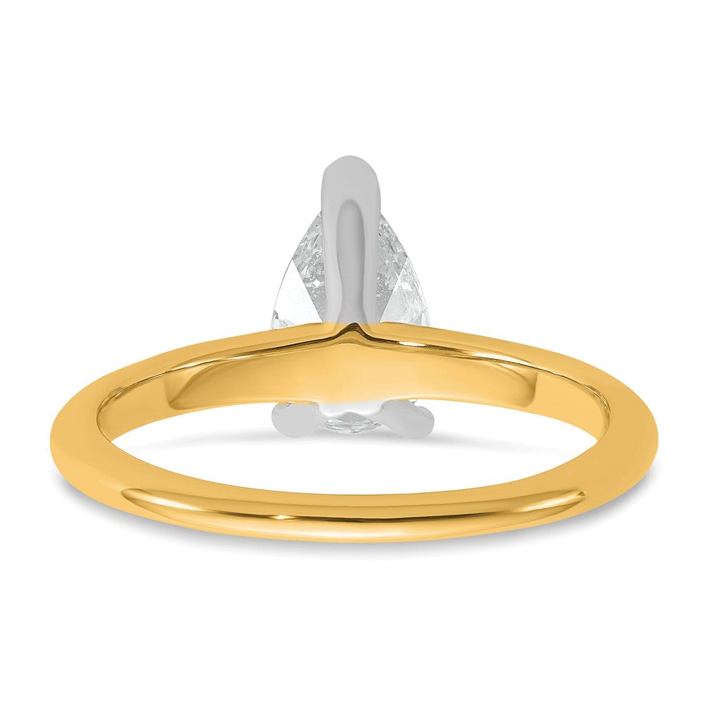 14K Zweifarbiger Verlobungsring mit 1 ct. Solitär-Diamant aus dem Labor, Birnenschliff, VS/SI+ G+