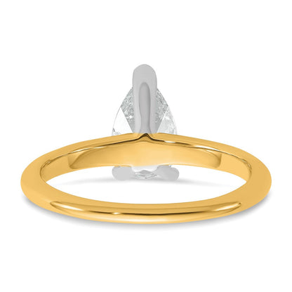 14K Bicolor Verlobungsring mit 1 ct. zertifiziertem Labordiamant im Tropfenschliff, Solitär, VS/SI+ G+