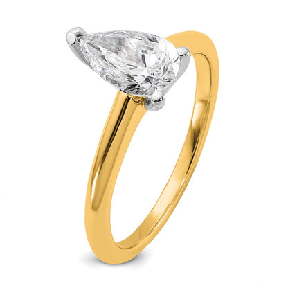14K Bicolor Verlobungsring mit 1 ct. zertifiziertem Labordiamant im Tropfenschliff, Solitär, VS/SI+ G+