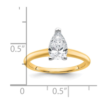 14K Bicolor Verlobungsring mit 1 ct. zertifiziertem Labordiamant im Tropfenschliff, Solitär, VS/SI+ G+