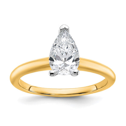 14K Bicolor Verlobungsring mit 1 ct. zertifiziertem Labordiamant im Tropfenschliff, Solitär, VS/SI+ G+