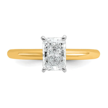 14K Bicolor Verlobungsring mit 1 ct. Labor-gezüchtetem Diamant im Radiant-Schliff, VS/SI+ G+, Solitär