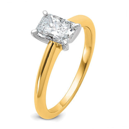 14K Bicolor Verlobungsring mit 1 ct. Labor-gezüchtetem Diamant im Radiant-Schliff, VS/SI+ G+, Solitär
