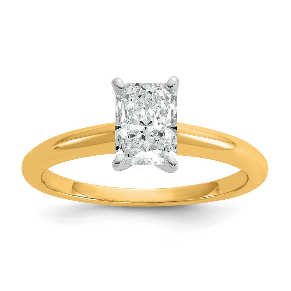 14K Bicolor Verlobungsring mit 1 ct. Labor-gezüchtetem Diamant im Radiant-Schliff, VS/SI+ G+, Solitär
