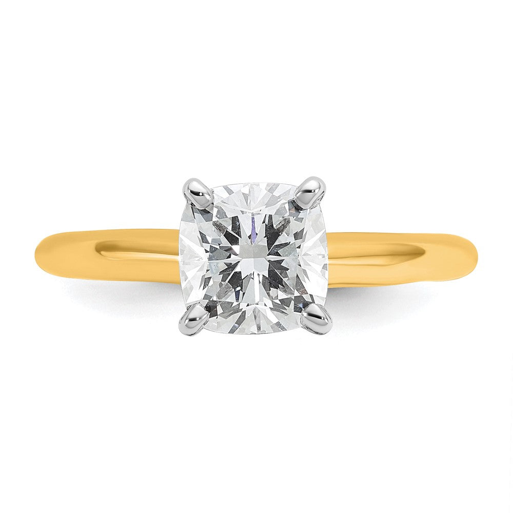 14K Bicolor Verlobungsring mit 1,5 ct. zertifiziertem Labordiamant VS/SI+ G+ im Kissenschliff-Solitär