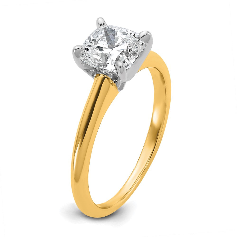 14K Bicolor Verlobungsring mit 1,5 ct. zertifiziertem Labordiamant VS/SI+ G+ im Kissenschliff-Solitär