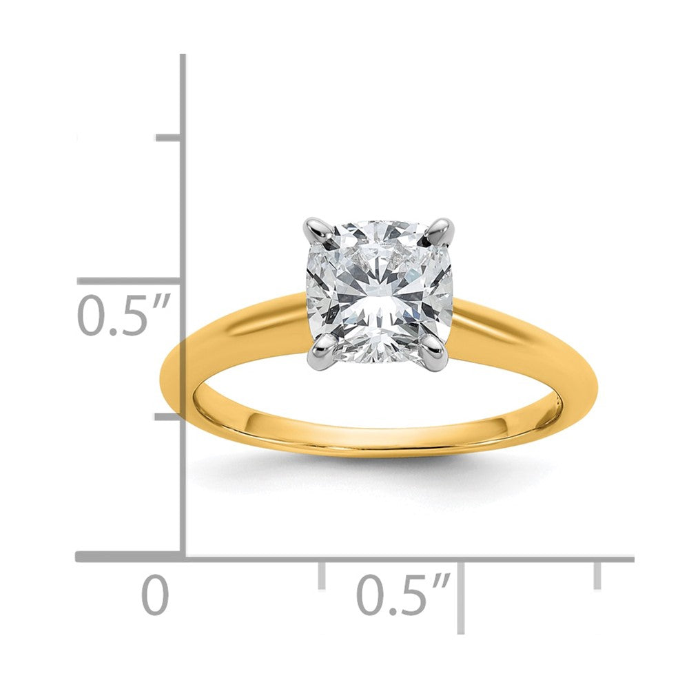 14K Bicolor Verlobungsring mit 1,5 ct. zertifiziertem Labordiamant VS/SI+ G+ im Kissenschliff-Solitär