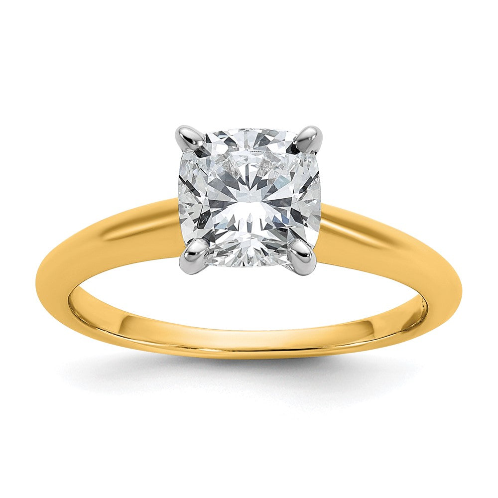 14K Bicolor Verlobungsring mit 1,5 ct. Labor gezüchtetem Diamant VS/SI+ G+ im Cushion-Solitär-Schliff