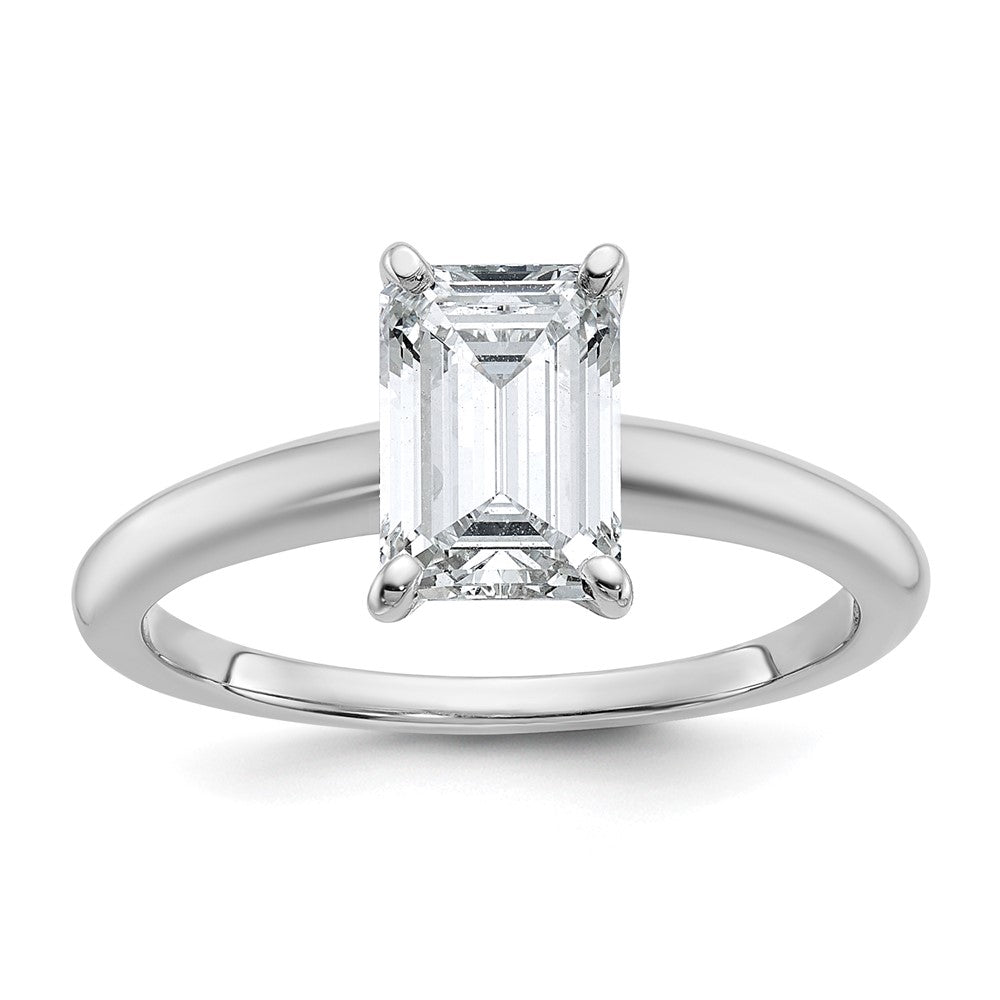 14K Weißgold 1,5 ct. zertifizierter, im Labor gezüchteter Diamant VS/SI+ G+ Emerald-Solitär-Verlobungsring