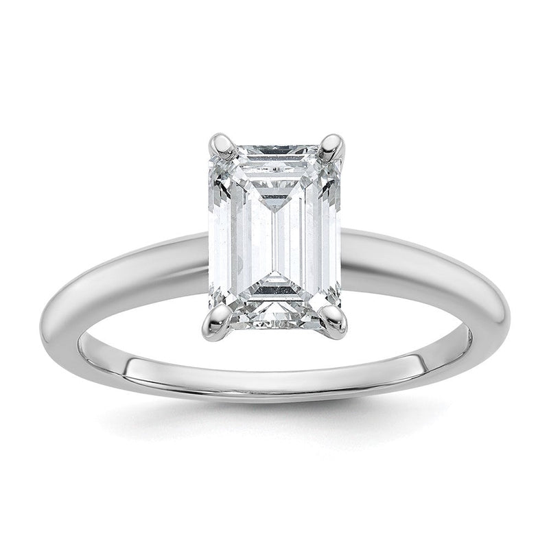 14K Weißgold 1 1/2 Karat Zertifiziert Im Labor Gezüchtet Diamant Vs+ F+ Smaragd Solitär Komplett Verlobungsring