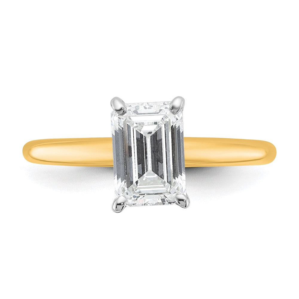 14K Bicolor Verlobungsring mit 1,5 ct. im Emerald-Schliff, Labor-Diamant VS/SI+ G+, Solitär