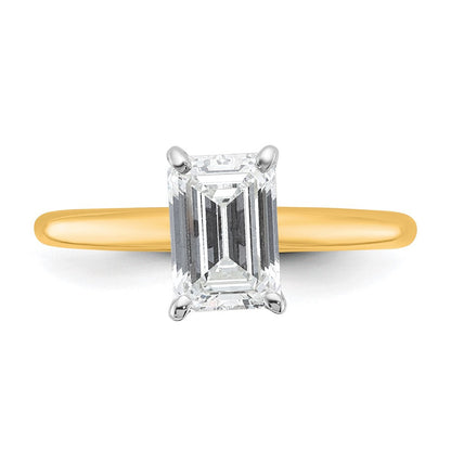 14K Bicolor Verlobungsring mit 1,5 ct. im Emerald-Schliff, Labor-Diamant VS/SI+ G+, Solitär