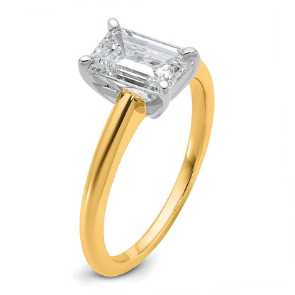 14K Bicolor Verlobungsring mit 1,5 ct. zertifiziertem Labordiamant VS/SI+ G+ im Smaragdschliff als Solitär