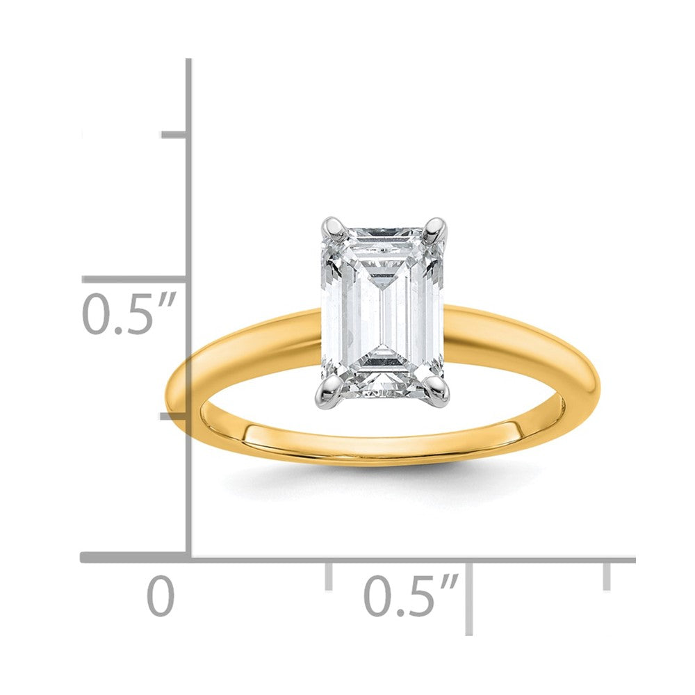 14K Bicolor Verlobungsring mit 1,5 ct. zertifiziertem Labordiamant VS/SI+ G+ im Smaragdschliff als Solitär