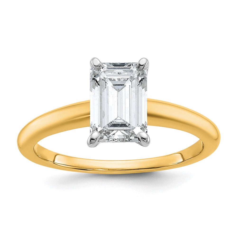 14K Bicolor Verlobungsring mit 1,5 ct. im Emerald-Schliff, Labor-Diamant VS/SI+ G+, Solitär