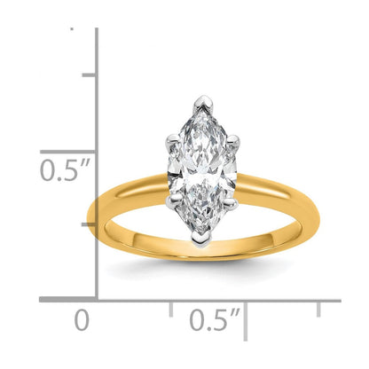 14K Bicolor Verlobungsring mit 1,5 ct. Labor gezüchtetem Diamant VS/SI+ G+ im Marquise-Solitär-Schliff