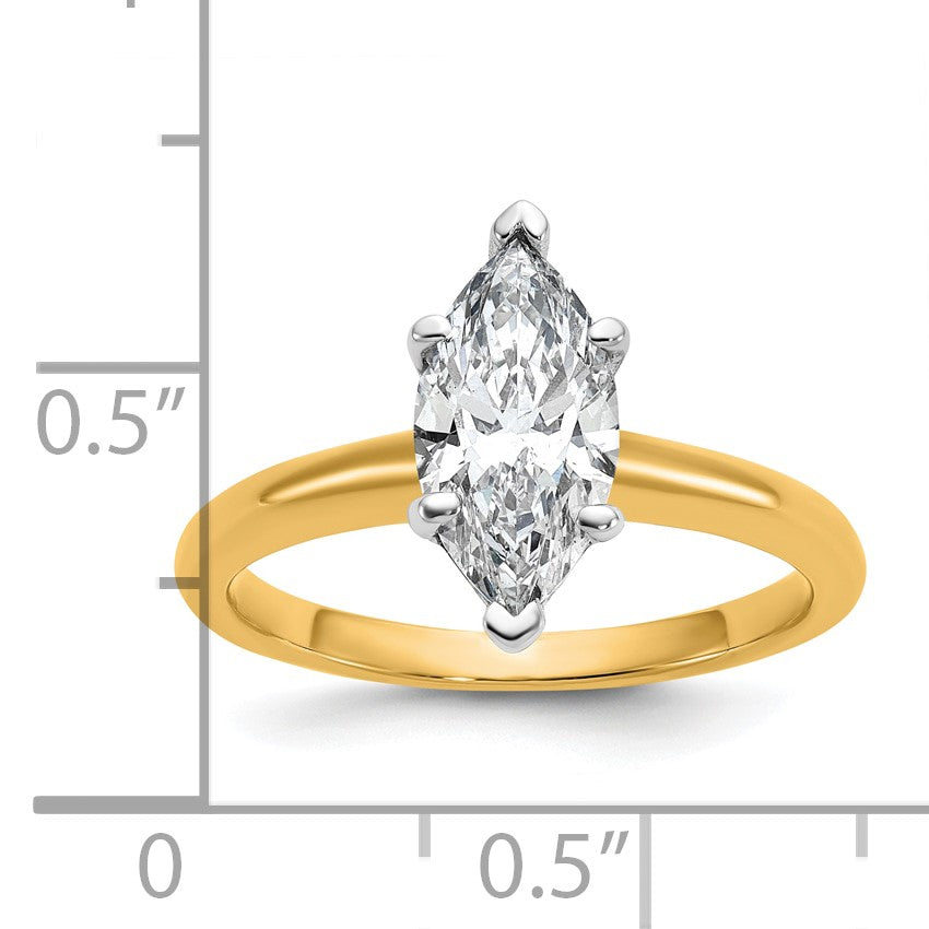 14K Bicolor Verlobungsring mit 1,5 ct. Labor gezüchtetem Diamant VS/SI+ G+ im Marquise-Solitär-Schliff