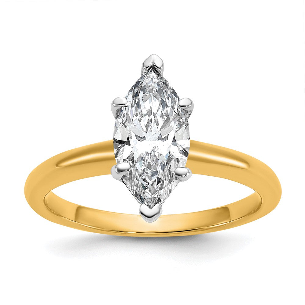 14K Bicolor 1,5 ct. Zertifizierter Laborgezüchteter Diamant VS/SI+ G+ Marquise Solitär Verlobungsring