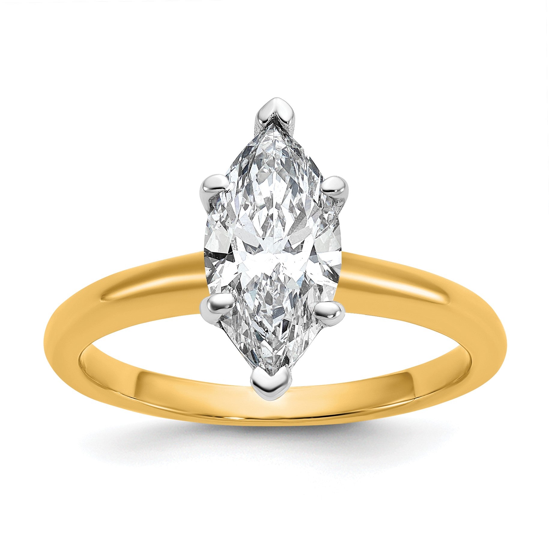 14K Bicolor Verlobungsring mit 1,5 ct. Labor gezüchtetem Diamant VS/SI+ G+ im Marquise-Solitär-Schliff