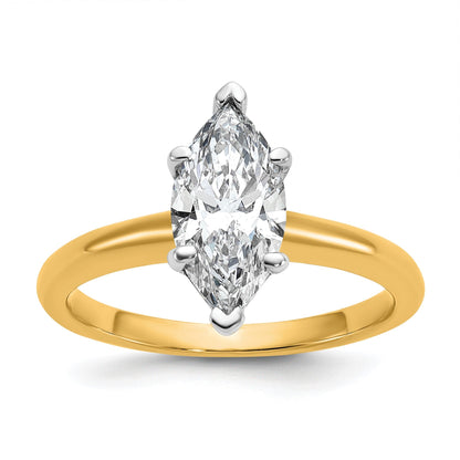 14K Bicolor Verlobungsring mit 1,5 ct. Labor gezüchtetem Diamant VS/SI+ G+ im Marquise-Solitär-Schliff