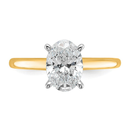 14K Zweifarbiger 1,5 ct. zertifizierter Laborgezüchteter Diamant VS/SI+ G+ Oval-Solitär-Verlobungsring