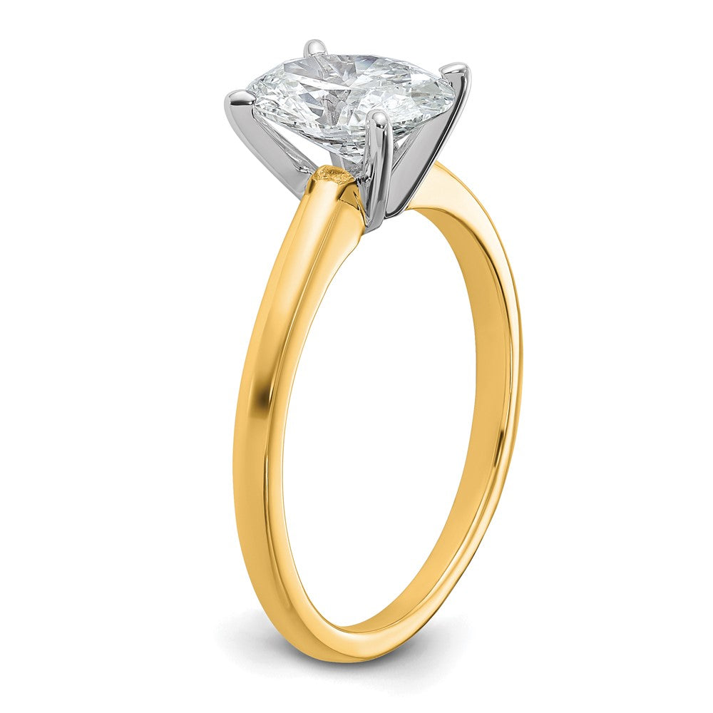 14K Bicolor Verlobungsring mit ovalem Laborgezüchtetem Solitär-Diamant, 1,5 ct., VS/SI+ G+
