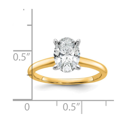14K Zweifarbiger 1,5 ct. zertifizierter Laborgezüchteter Diamant VS/SI+ G+ Oval-Solitär-Verlobungsring