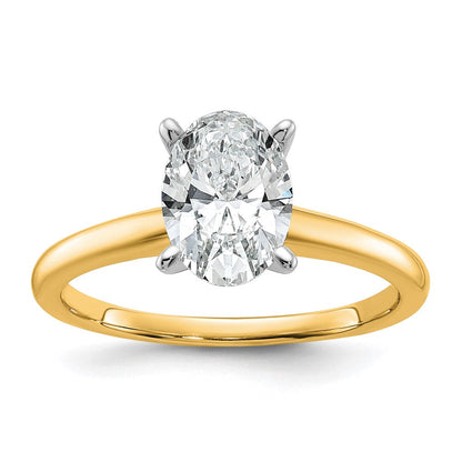 14K Bicolor Verlobungsring mit ovalem Laborgezüchtetem Solitär-Diamant, 1,5 ct., VS/SI+ G+