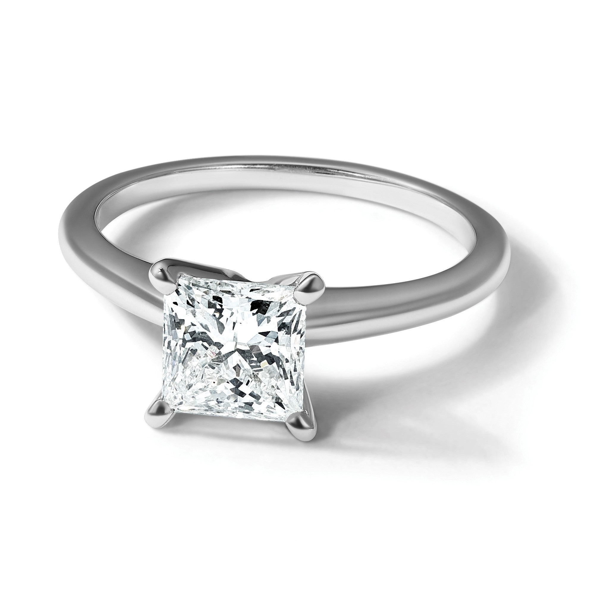 14K Weißgold 1,5 ct. Labor gezüchteter Diamant VS/SI+ G+ Princess-Solitär Verlobungsring