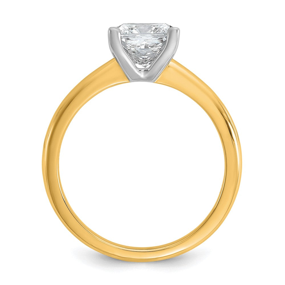 14K Bicolor Verlobungsring mit 1,5 ct. zertifiziertem im Labor gezüchtetem Diamant VS/SI+ G+ im Princess-Solitär-Schliff